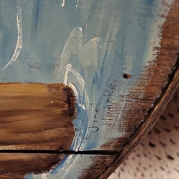 SALE!! Vintage cheese box, hand-painted and signed - Picture 3 of 7